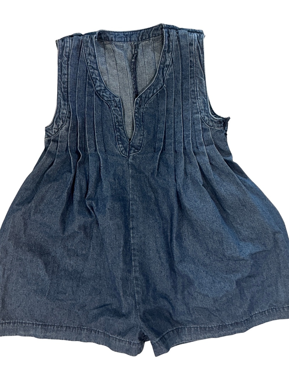Denim Sleeveless Romper - Blue
